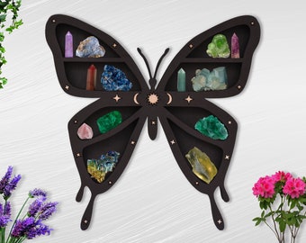 Butterfly Crystal Shelf, Crystal Display, Butterfly Home Decor, Butterfly Wall Decor, Butterfly Shelf