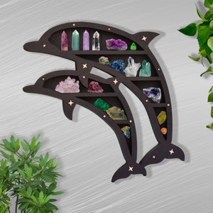 Dolphin Crystal Shelf, Crystal Shelf, Crystal Display, Dolphin Home Decor, Dolphins Wall Decor, Dolphins Shelf, gift