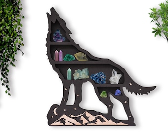 Wolf Kristall Regal, Kristall Regal, Kristall Display, Wolf Home Dekor, Wolf Wand Dekor, Wolf Regal, Geschenk