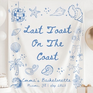 Personalized Beach Bachelorette Party Decor, Custom Bachelorette Party Banner, Coastal Bachelorette Party Tapestry, Bridal Shower Backdrop