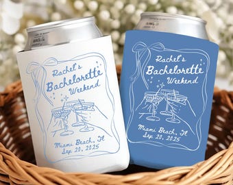 Personalized Beach Bachelorette Party Can Cooler: Custom Bridal Shower Favor