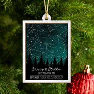 Personalized Star Map Ornament, Night Sky Ornament, Constellation Map Couples Gift, Our Wedding Day Gift, Anniversary Gift For Couples