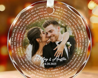 First Christmas Married Ornament: Personalized Song Lyrics Ornament, First Anniversary Ornament, First Christmas Together Gifts