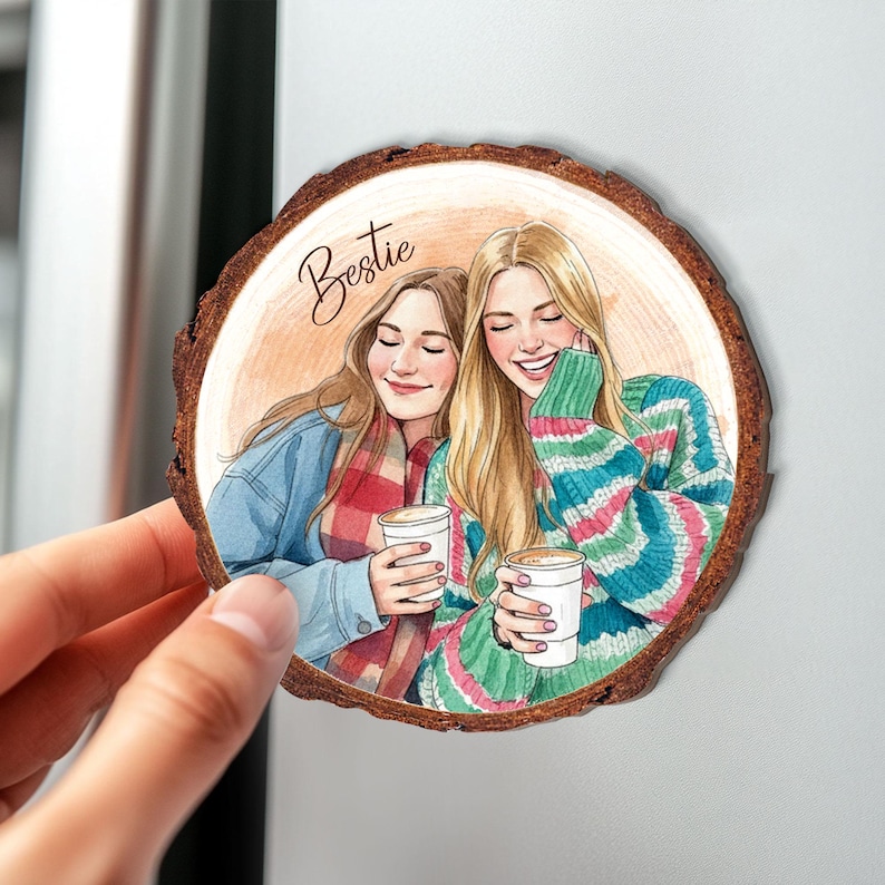 Personalized Friends Portrait From Photo Ornament: Besties Ornament, Best Friend Christmas Gift image 16