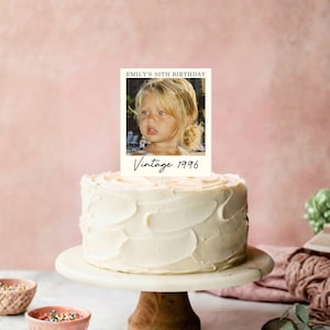 Personalized Photo Acrylic Cake Topper, 30th Birthday Party Decoration, Custom Vintage Photo Cake Topper, Birthday Cake Topper Bild 13
