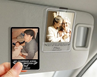Personalized Memorial Photo Car Visor Clip: Loss Of Mom Gift, Guardian Angel Keepsake Gift, Sympathy Gift For Loss Of Loved Ones