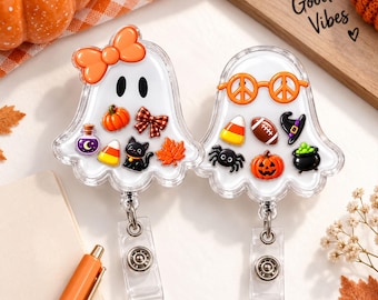 Cute Boo Shaker Badge Reel, Halloween Badge Reel, Ghost Badge Reel Holder, Fall Badge Reel, Teacher Badge Reel, Nurse Badge Reel, ID Holder