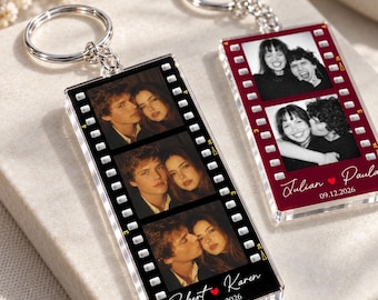 Custom Photo Couples Keychain, Photobooth Mini Film Style Keychain, Couples Photo Keyring, Anniversary Gift For Boyfriend, Girlfriend Gift