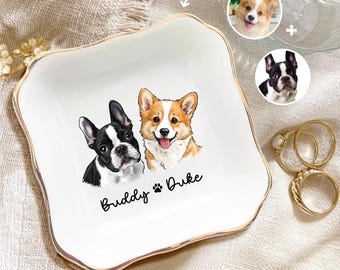 Personalized Pet Portrait Ring Dish, Custom Dog Photo Ring Tray, Dog Mom Trinket Dish, Pet Lovers Gift, Loss Of Dog Gift