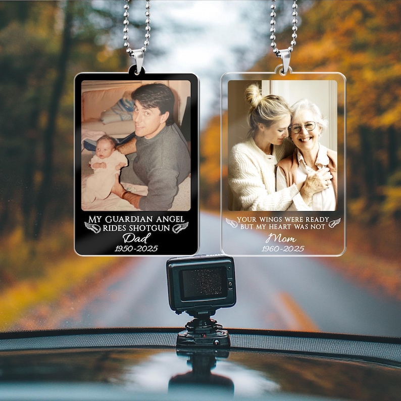 Personalized Memorial Photo Car Visor Clip: Loss Of Mom Gift, Guardian Angel Keepsake Gift, Sympathy Gift For Loss Of Loved Ones image 7