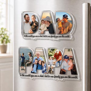 Personalized Dad And Kids Photo Magnet, Dad Papa Magnet With Pictures, Custom Fathers Day Gift For Dad, Papa, Gift For Husband, New Dad Gift