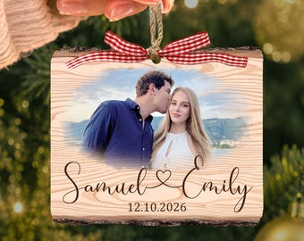 Personalized Portrait From Photo Couple Ornament, Custom Photo Wooden Ornament, Engagement Gift, 5th Anniversary Gift, Newlywed Gift
