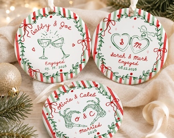 Custom First Christmas Married Ornament, Just Married Christmas Ornament, Engaged 2026 Ornament, Married 2026 Gift, Engagement Gift