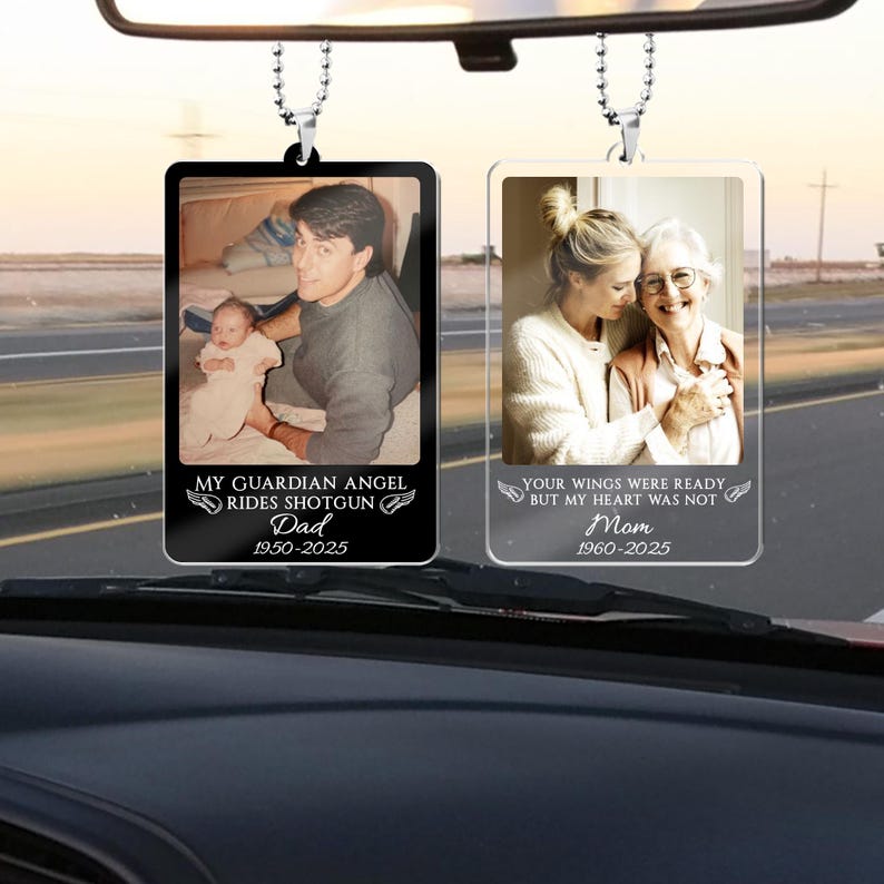 Personalized Memorial Photo Car Visor Clip: Loss Of Mom Gift, Guardian Angel Keepsake Gift, Sympathy Gift For Loss Of Loved Ones image 11