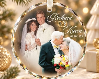 Personalized 50th Wedding Anniversary Ornament: Custom Before Now Wedding Photo Keepsake, 50th Anniversary Gifts For Parents, Christmas Gift