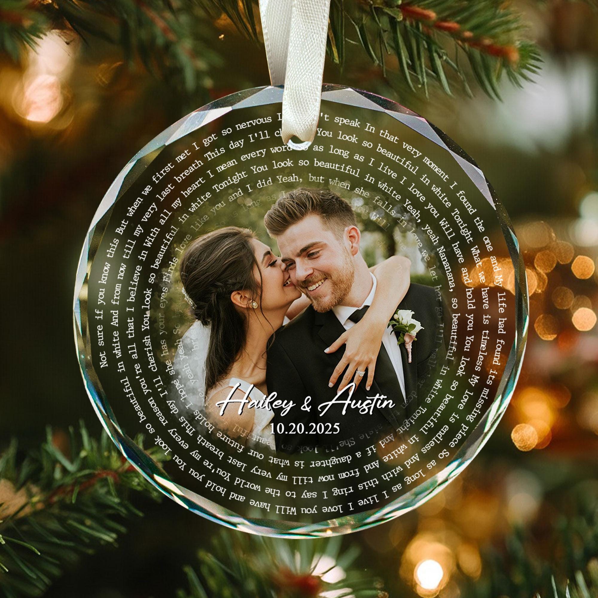 Personalized Lyrics Ornament, Custom Wedding First Dance Song
