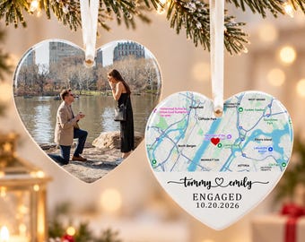 Personalized Engaged 2026 Ornament, Engagement Map Ornament, Engagement Christmas Ornament, 2026 Engaged Gift, Christmas Gift For Couples
