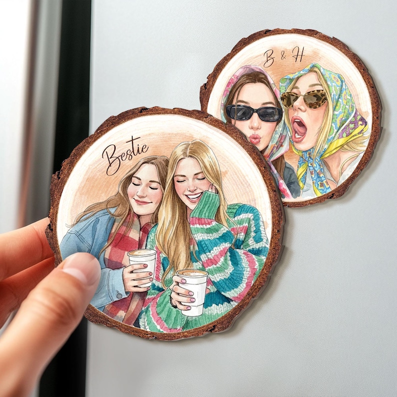 Personalized Friends Portrait From Photo Ornament: Besties Ornament, Best Friend Christmas Gift image 10
