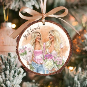 Personalized Friends Portrait From Photo Ornament: Besties Ornament, Best Friend Christmas Gift image 5
