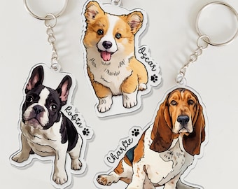 Custom Pet Portrait Acrylic Keychain: Personalized Dog Photo Gift