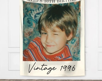 Personalized Birthday Party Decor, 30th Birthday Party Banner, Custom Vintage Photo Birthday Party Background, 30th Birthday Tapestry