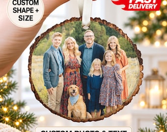Custom Wooden Family Photo Ornament: Family Christmas Keepsake Gift