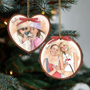 Personalized Friends Portrait From Photo Ornament: Besties Ornament, Best Friend Christmas Gift image 9