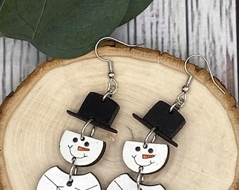 Snowman Earrings Dangle, Winter Snowman, Winter Jewelry, Christmas Gift for Women, Christmas Gift for Teacher Coworker