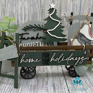 Farmhouse Christmas Insert for Interchangeable Wagon Shelf Sitter, Farmhouse, Entryway Decor, Christmas Gift for Friend, DIY Craft Gifts