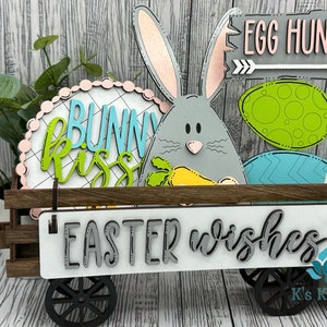 Easter Wishes Insert for Interchangeable Wagon Shelf Sitter, Hutch Cabinet Farmhouse, Entryway Decor, Birthday Gift for Friend, DIY Craft