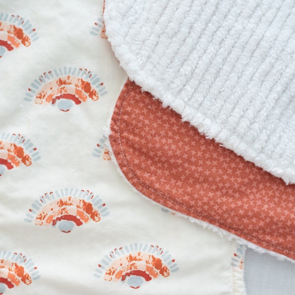 Boho Medallion Burp Cloth Set | Cotton and Chenille | Baby Accessory | Handmade | Floral Burp Cloth | Nursery Decor | Baby Shower Gift