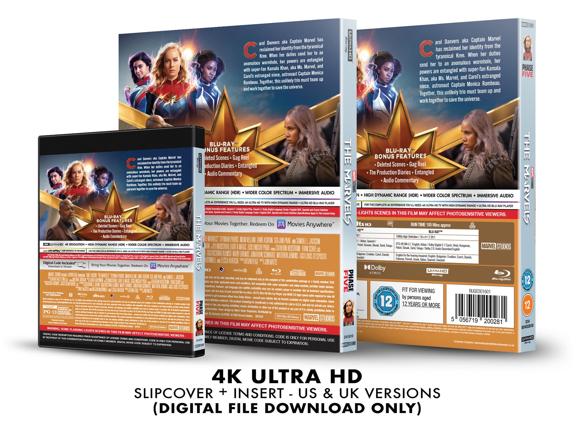 Marvel Studios the Marvels Custom 4K Blu-ray Slipcover +