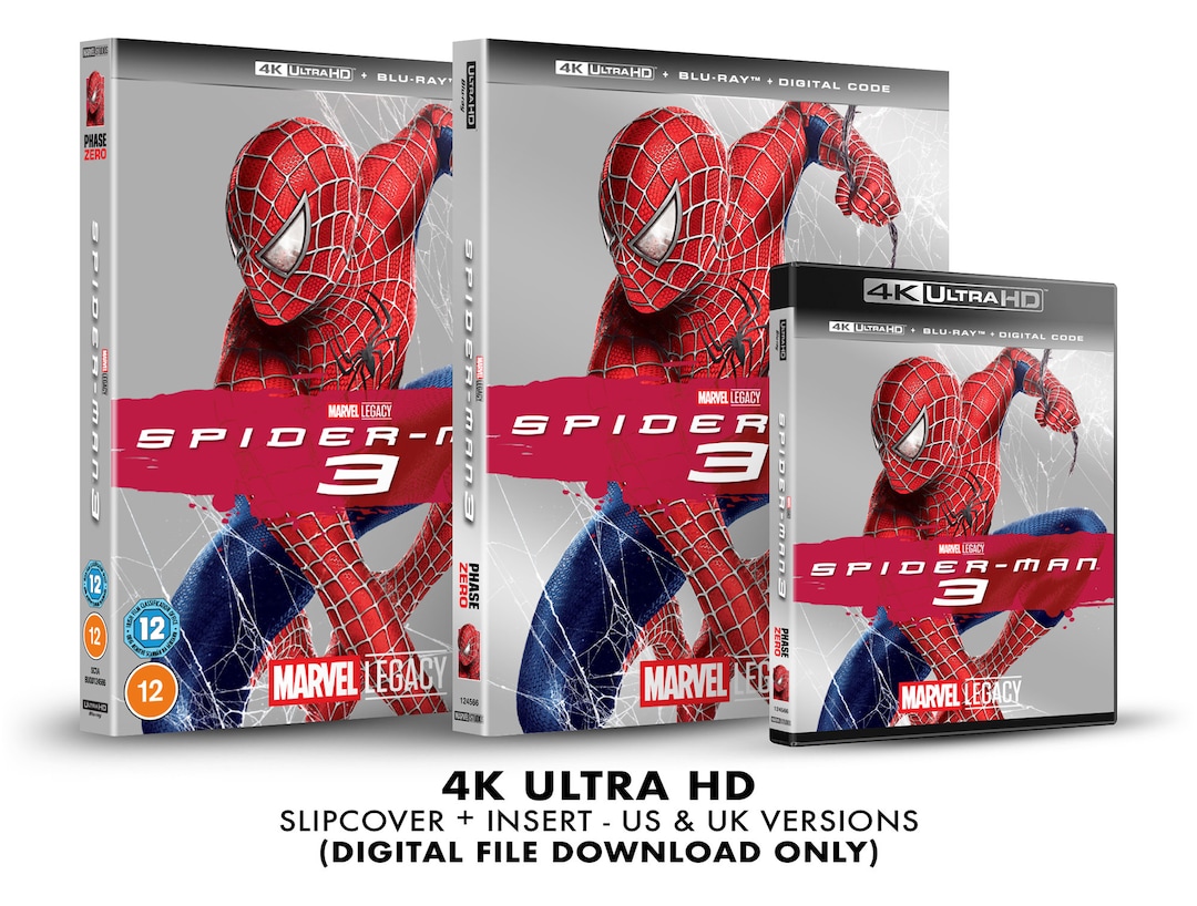 Marvel Spider-man 3 Custom 4K Blu-ray Slipcover + Insert Set
