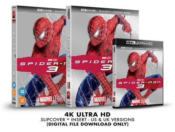 Marvel Spider-man 3 Custom 4K Blu-ray Slipcover + Insert Set
