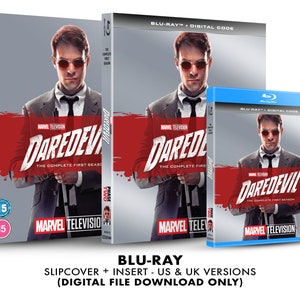 May include: A Blu-ray disc set of the Marvel Television series Daredevil, featuring the complete first season. The cover art shows the main character, Daredevil, in a suit, with the title "Daredevil" and "The Complete First Season" in red text. The set includes a slipcover and insert, and is available in both US and UK versions.