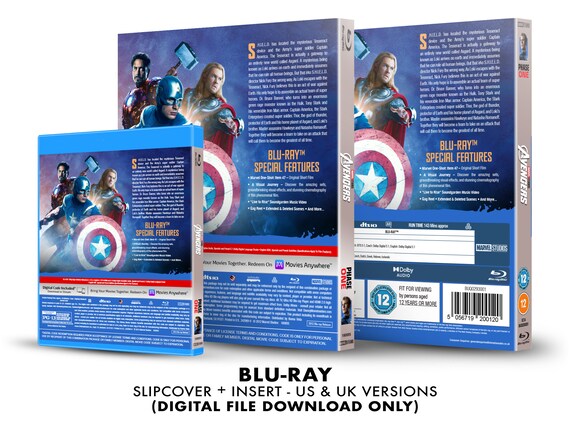 Marvel Studios the Avengers Custom Blu-ray Slipcover + Insert Set