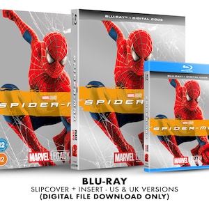 Puede incluir: Caja de disco Blu-ray con fondo plateado y un personaje de Spider-Man rojo y azul. La caja tiene el texto "Spider-Man" y "Marvel Legacy" en ella. La caja es para un disco Blu-ray e incluye un código digital.