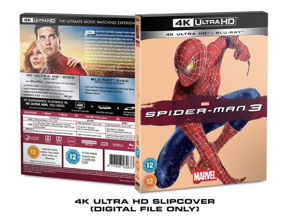 Marvel Spider-man 3 Custom 4K Blu-ray Slipcover DOWNLOAD - Etsy