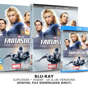 May include: Blu-ray disc case for the movie Fantastic 4: Rise of the Silver Surfer. The case is blue and features a picture of the characters from the movie. The text "Fantastic 4: Rise of the Silver Surfer" is printed on the case in white.