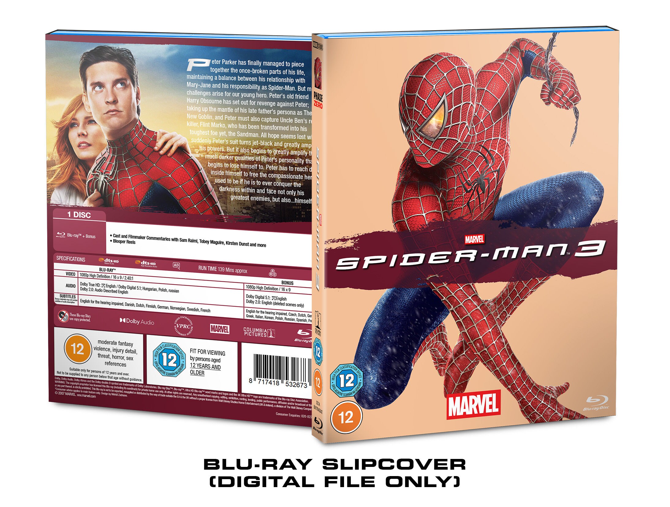 Marvel Spiderman 3 Custom Bluray Slipcover DOWNLOAD Etsy