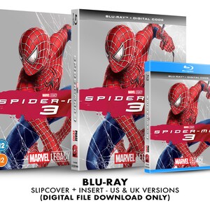 Può includere: Una custodia per disco Blu-ray per il film Spider-Man 3. La custodia presenta uno sfondo argentato con un personaggio di Spider-Man rosso e blu al centro. Il testo "Spider-Man 3" è stampato in rosso e bianco sulla custodia. La custodia include anche un disco Blu-ray e un codice digitale.