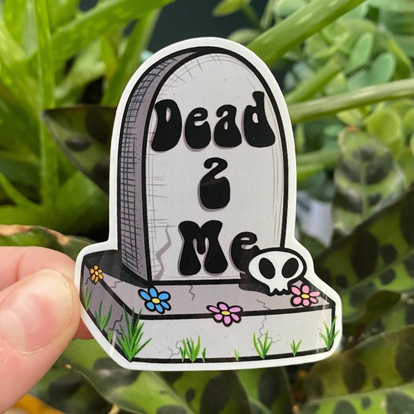 Dead to me gravestone sticker, Halloween stickers, Laptop stickers, Water bottle stickers