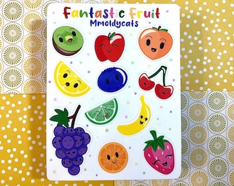 Cute Fruit Sticker Sheet, Waterproof Laptop Stickers