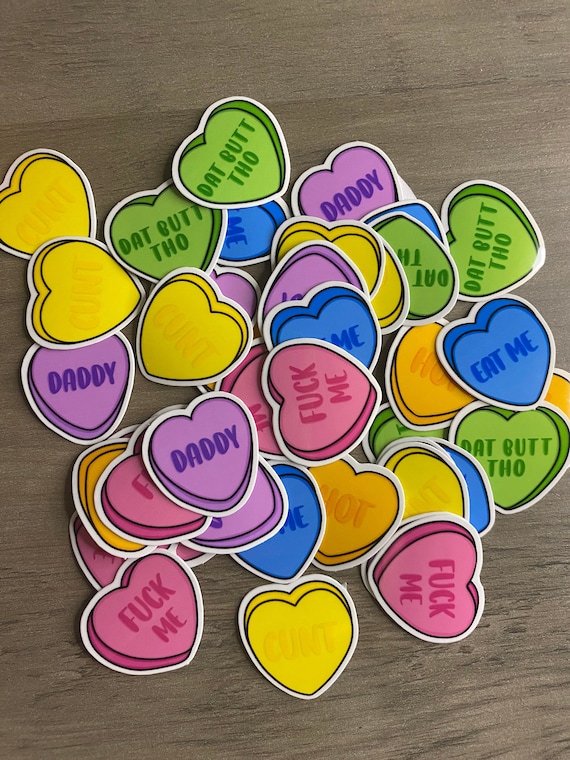 Funny Valentines Day Heart Candy Stickers: Waterproof Vinyl Laptop Stickers