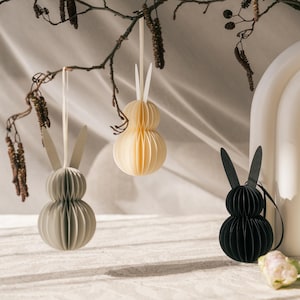Coniglietto pasquale da appendere - decorazione pasquale - decorazione di carta fatta a mano - coniglietto a nido d'ape - decorazione scandinava - decorazione festiva - coniglietto di carta