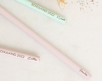 Personalisierbarer Bleistift mit Name rosa mint Stift mit Gravur Schulkind |  Geschenk Schultüte Einschulung | Schulstart | Mädchen Junge