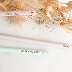 Personalisierbarer Bleistift mit Name rosa mint Stift mit Gravur Schulkind Geschenk Schultüte Einschulung Schulstart Mädchen Junge Bild 6