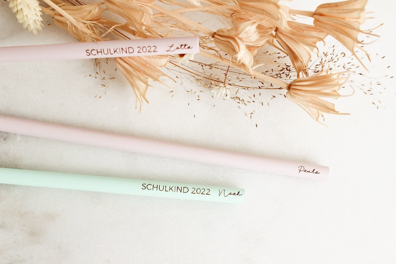 Personalisierbarer Bleistift mit Name rosa mint Stift mit Gravur Schulkind Geschenk Schultüte Einschulung Schulstart Mädchen Junge Bild 6