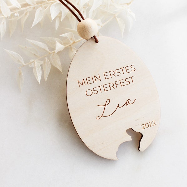 Mein erstes Ostern | Babies erstes Osterfest Holz Osteranhänger | Hasenanhänger mit Namen