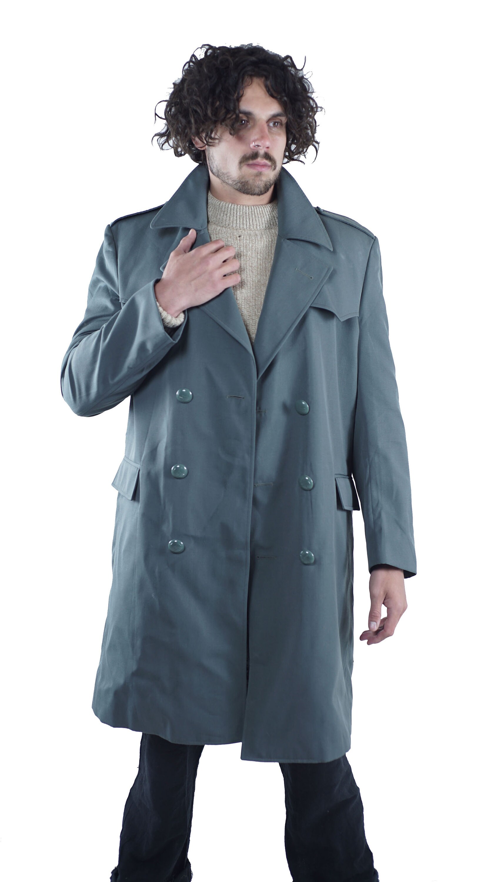 Men's Grey Trench Coat Genuine Italian Military Etsy UK